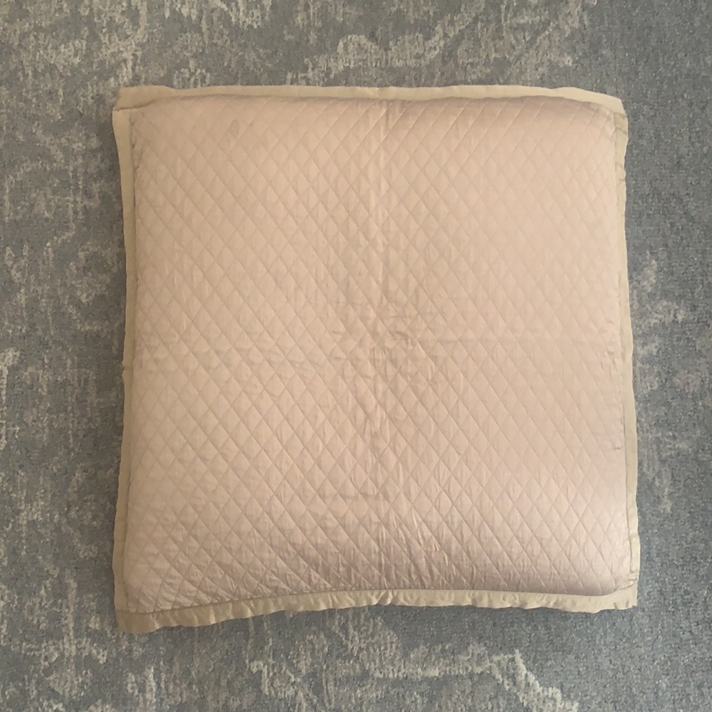 Fino Lino Diamond Charmeuse Silk Euro Sham in Cafe